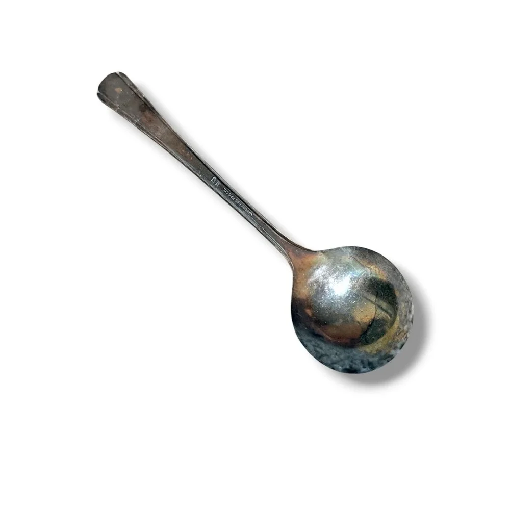 Wm Rogers Mfg Co IS Silverplate Serving Spoon Vintage Floral Art Deco Patina